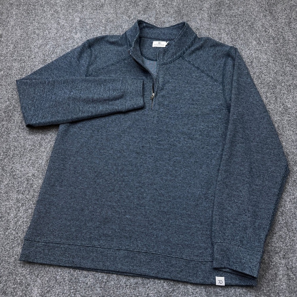7 Diamonds Generation 1/4 Zip Pullover Men's Large Navy Striped Stretch Golf